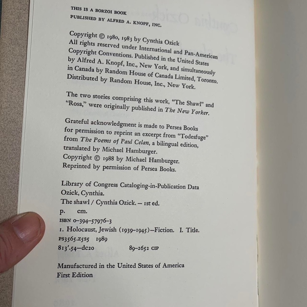 Cynthia Ozick “The Shawl” - Picture 5 of 8